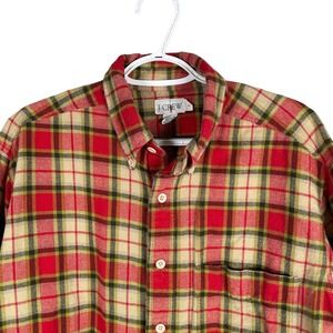 Vintage J Crew Oarsman Flannel Button‎ Down Shirt Mens M Red Plaid Cotton Pocket